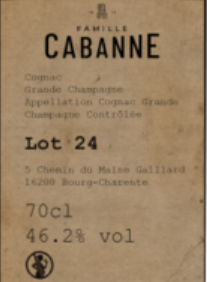 Famille Cabanne 100Y Lot 24 Grande Champagne Cognac 46.2% Famille Cabanne 100Y Lot 24 Grande Champagne Cognac 46.2%