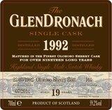 Glendronach 19Y  Single Cask Batch 4 1992 59.2%