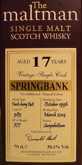 Springbank 17Y  The Maltman MBI 1996 50.1%