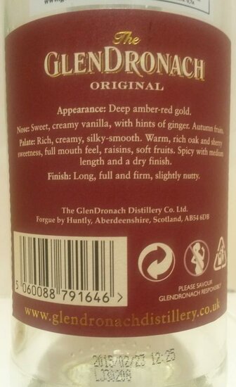 Glendronach 12Y 43.0%  Original - Highland Single Malt Scotch Whisky 2015