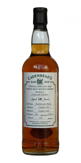 Speyside Distillery 18Y 2001 Virtual Open Day 2020 Cadenhead's 52.3%